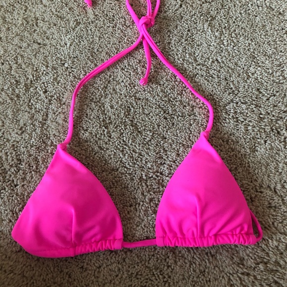 Shein bright hot pink tieup triangle halter bikini - Picture 3 of 6